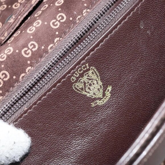 GUCCI Micro GG Canvas Chain Shoulder Bag Suede Brown Gold Auth BA6560 - Picture 13 of 16